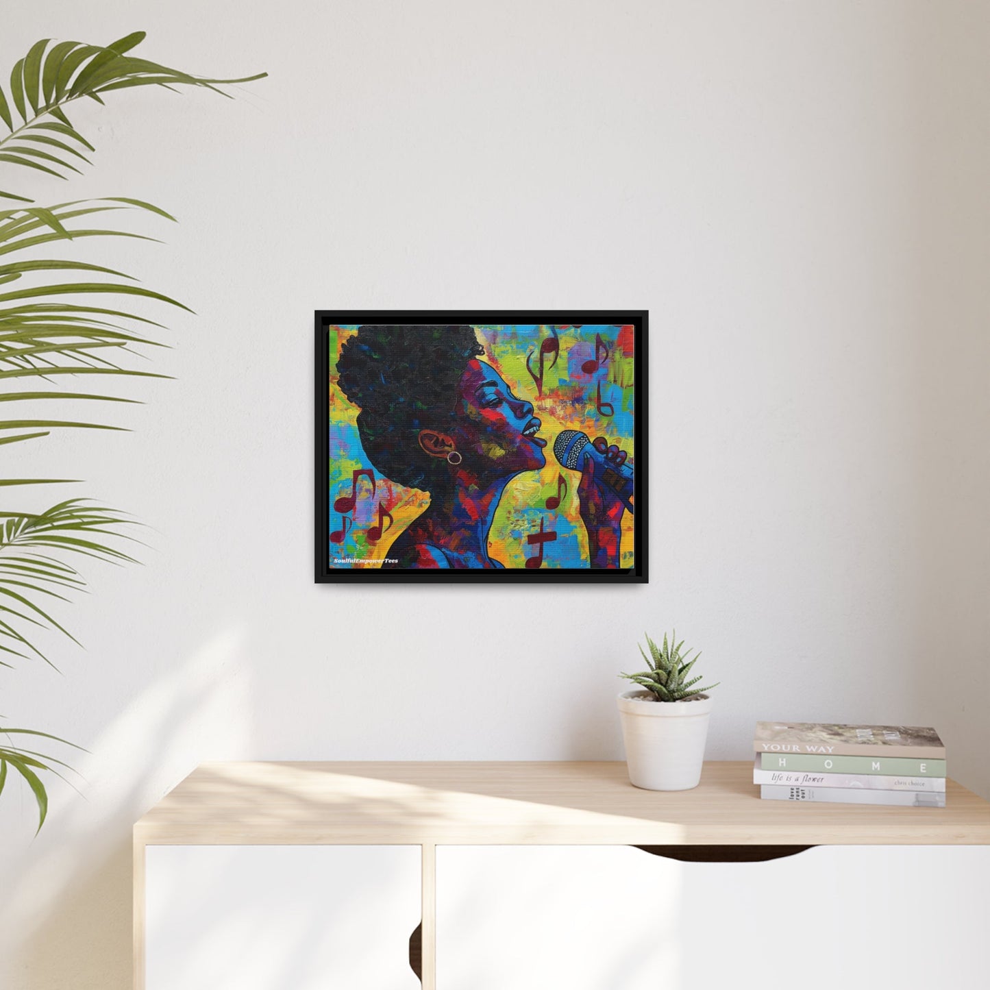 Soulful Singer Canvas Art – Vibrant Afrocentric Wall Art of Black Woman Singing | Music & Culture-Inspired Home Decor