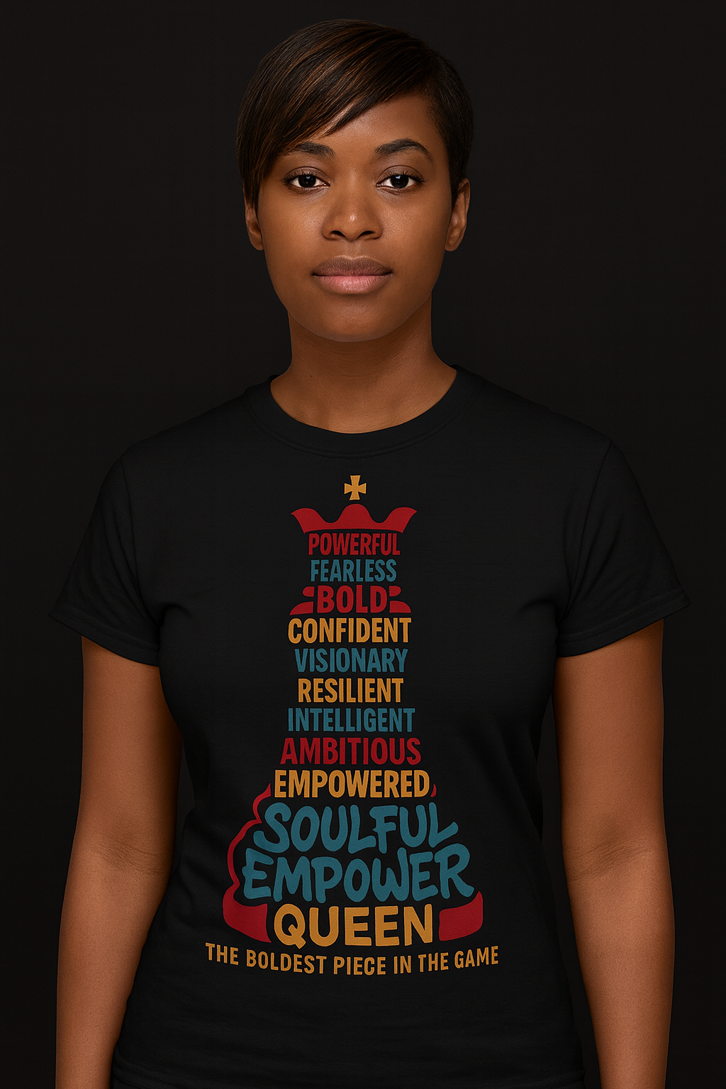 Soulful Empower Queen Tee – Bold Black Woman Empowerment Shirt