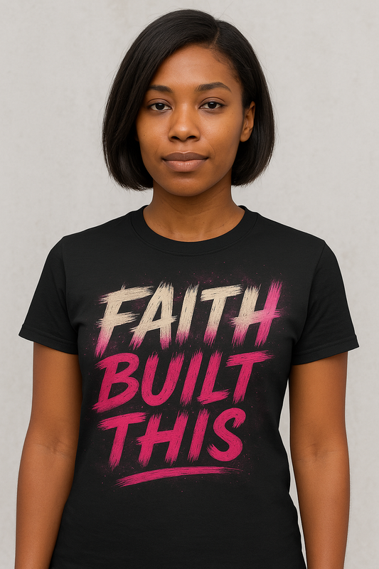 Faith Built This T-Shirt – Bold Christian Graphic Tee for Women