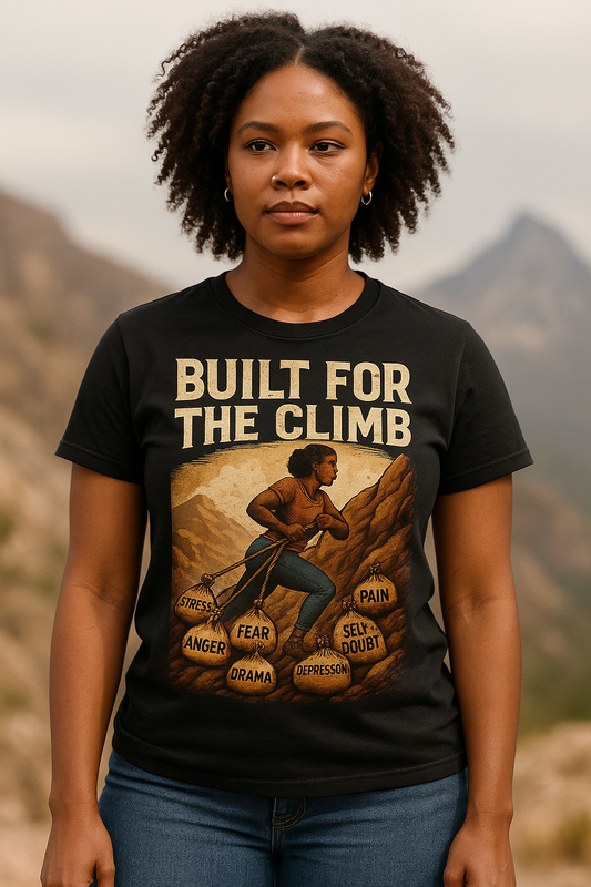 Built for the Climb T-Shirt – Empowering Black Woman Graphic Tee | Vintage Inspirational Strength Shirt for Women