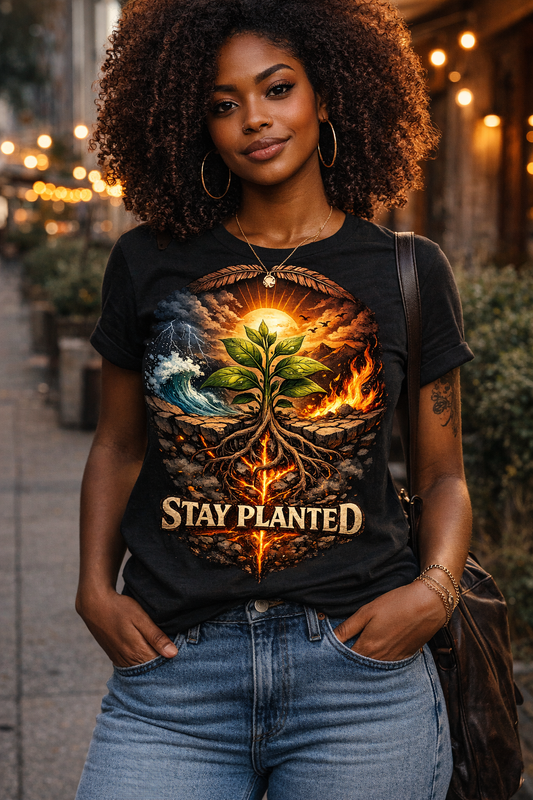 Stay Planted T-Shirt – Resilience Roots Graphic Tee for Strong Minds | Soulful Empower Tees